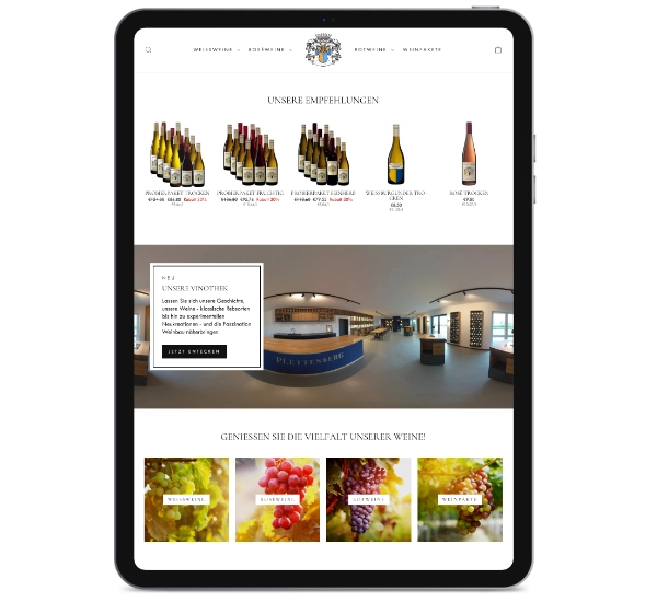 Tablet - Weingut Plettenberg - Shopify